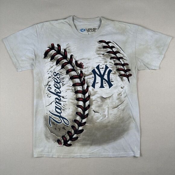 New York Yankees Liquid Blue Shirt Men’s Large‎ Baseball MLB Short Sleeve - Picture 1 of 16